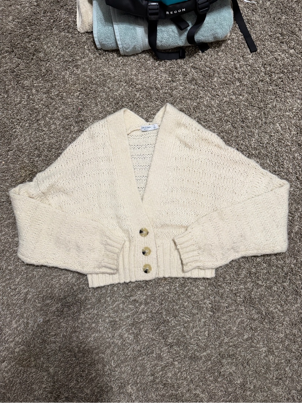 Arizona Jean Company Cream Cropped Button-Front Cardigan